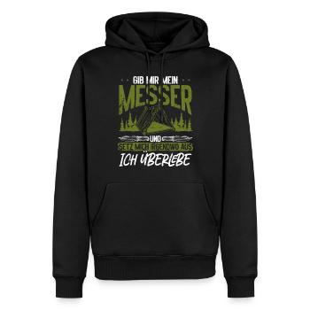 Tenue de bushcraft Survie Camping Bushcrafting - Sweat à capuche Premium bio Homme - noir - Devant - Nico (187cm)