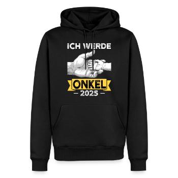 Ich werde Onkel 2025 - Männer Premium Bio Hoodie - Schwarz - Vorne - Nico (187cm)