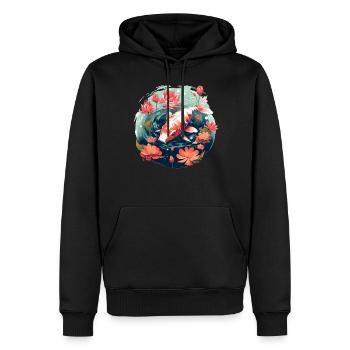 Vintage 80s Rétro Japonais Asiatique Koi Carpe - Sweat à capuche Premium bio Homme - noir - Devant - Nico (187cm)