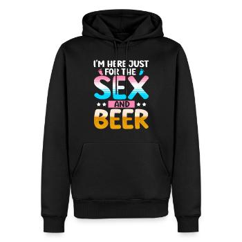 Ich Bin Nur Für Den Sex Und Das Bier Hier - Männer Premium Bio Hoodie - Schwarz - Vorne - Nico (187cm)