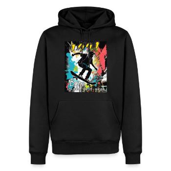 1991 SKAETER Né dans la meilleure année - Sweat à capuche Premium bio Homme - noir - Devant - Nico (187cm)