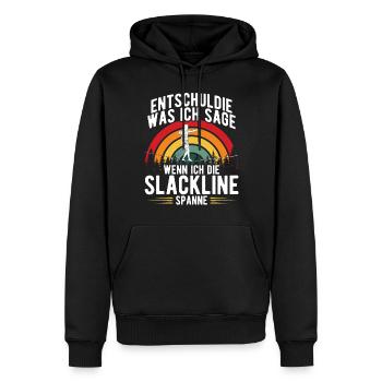 Planche de slackline Slackline sans arbre Slackliner - Sweat à capuche Premium bio Homme - noir - Devant - Nico (187cm)