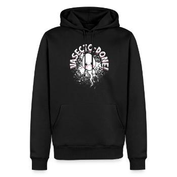 Vasectomie Vasecto-done - Sweat à capuche Premium bio Homme - noir - Devant - Nico (187cm)