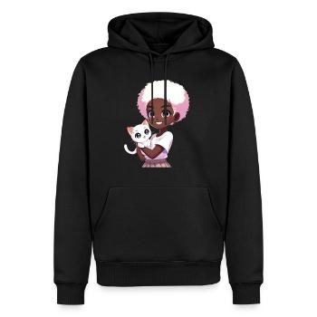 Anime Afro-américain Afro Anime Merch Stuff - Sweat à capuche Premium bio Homme - noir - Devant - Nico (187cm)