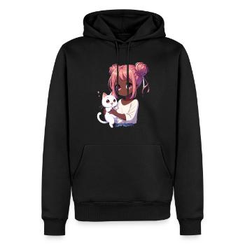 Anime Afro-américain Afro Anime Merch Stuff - Sweat à capuche Premium bio Homme - noir - Devant - Nico (187cm)