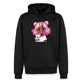 Anime Afro-américain Afro Anime Merch Stuff - Sweat à capuche Premium bio Homme - noir - Devant - Nico (187cm)