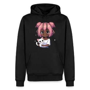 Anime Afro-américain Afro Anime Merch Stuff - Sweat à capuche Premium bio Homme - noir - Devant - Nico (187cm)