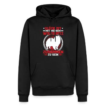 Bei meinem Wolfsspitz sein Keeshond - Männer Premium Bio Hoodie - Schwarz - Vorne - Nico (187cm)