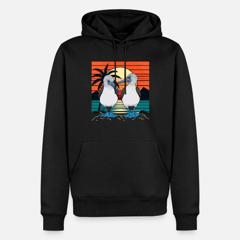 Fous à pieds bleus rétro - Sweat à capuche Premium bio Homme - noir
