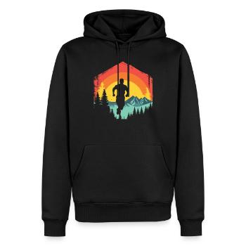 Conception de course pour les coureurs au marathon - Sweat à capuche Premium bio Homme - noir - Devant - Nico (187cm)