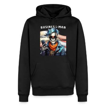 SKELETON MAN BUSINESS MAN - Men’s Premium Organic Hoodie - black - Front - Nico (187cm)