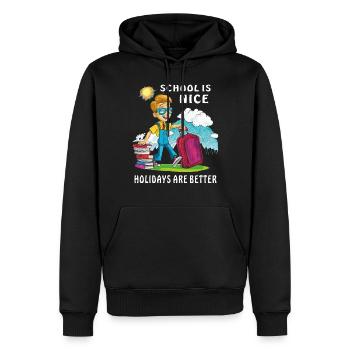 SCHOOL IS NICE HOLIDAYS ARE BETTER - Männer Premium Bio Hoodie - Schwarz - Vorne - Nico (187cm)