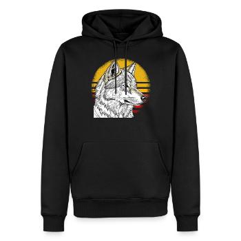 WOLF SUN - Men’s Premium Organic Hoodie - black - Front - Nico (187cm)