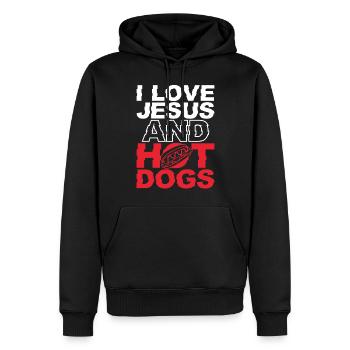 Hot Dog Adulte Jésus Foi - Sweat à capuche Premium bio Homme - noir - Devant - Nico (187cm)