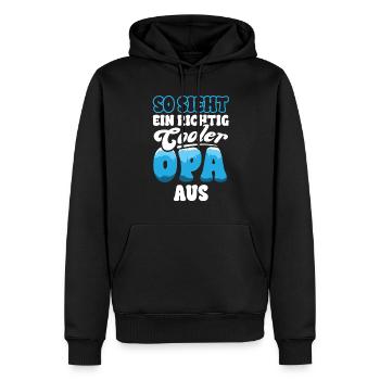 So sieht ein richtig cooler Opa aus - Männer Premium Bio Hoodie - Schwarz - Vorne - Nico (187cm)