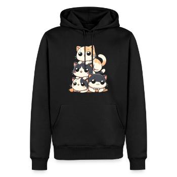 Stapel Von Kitty Cats Stapel Kawaii Meowtain Anime - Männer Premium Bio Hoodie - Schwarz - Vorne - Nico (187cm)