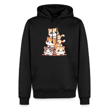 Stapel Von Kitty Cats Stapel Kawaii Meowtain Anime - Männer Premium Bio Hoodie - Schwarz - Vorne - Nico (187cm)