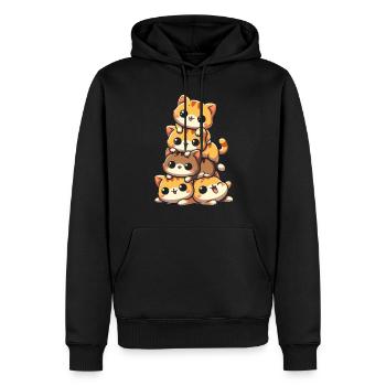 Stapel Von Kitty Cats Stapel Kawaii Meowtain Anime - Männer Premium Bio Hoodie - Schwarz - Vorne - Nico (187cm)