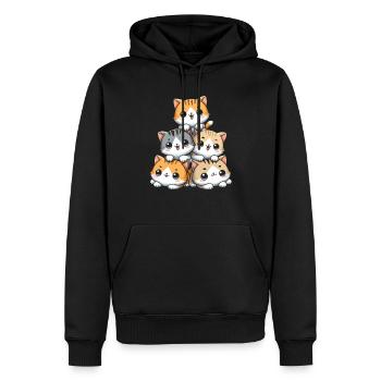Stapel Von Kitty Cats Stapel Kawaii Meowtain Anime - Männer Premium Bio Hoodie - Schwarz - Vorne - Nico (187cm)