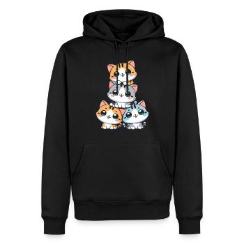 Stapel Von Kitty Cats Stapel Kawaii Meowtain Anime - Männer Premium Bio Hoodie - Schwarz - Vorne - Nico (187cm)