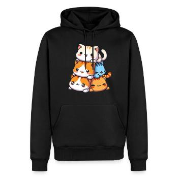 Stapel Von Kitty Cats Stapel Kawaii Meowtain Anime - Männer Premium Bio Hoodie - Schwarz - Vorne - Nico (187cm)