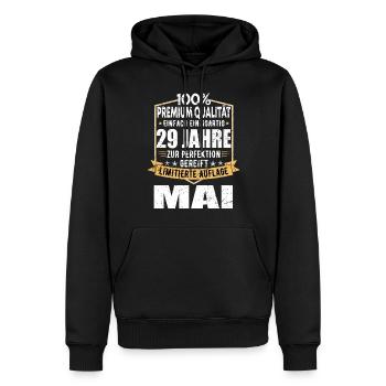 29. Geburtstag Mai Jahrgang 1995 Geschenkidee - Männer Premium Bio Hoodie - Schwarz - Vorne - Nico (187cm)