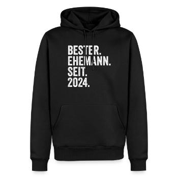 Meilleur mari de la Saint-Valentin depuis 2024 - Sweat à capuche Premium bio Homme - noir - Devant - Nico (187cm)
