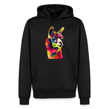 Alpaka Pop Art Bunte Farben Lama Regenbogen Alpaka - Männer Premium Bio Hoodie - Schwarz - Vorne - Nico (187cm)