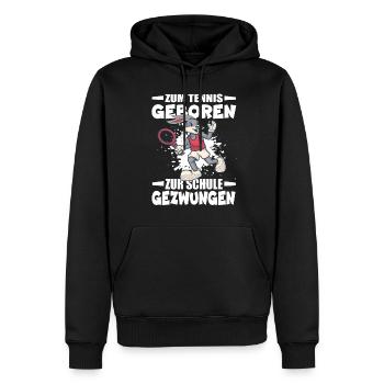 Né pour jouer au tennis, forcé d’aller à l’école - Sweat à capuche Premium bio Homme - noir - Devant - Nico (187cm)