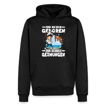 Nés pour pêcher, forcés d’aller à l’école - Sweat à capuche Premium bio Homme - noir - Devant - Nico (187cm)