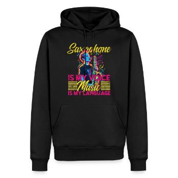 Lustiges Saxophon Design Saxophonspieler Jazz - Männer Premium Bio Hoodie - Schwarz - Vorne - Nico (187cm)
