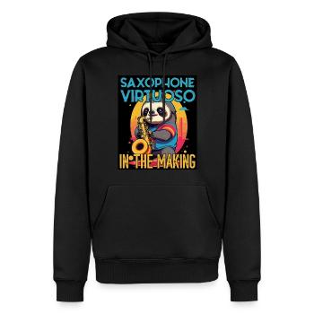 Lustiges Saxophon Faultier Jazz Musik Design - Männer Premium Bio Hoodie - Schwarz - Vorne - Nico (187cm)