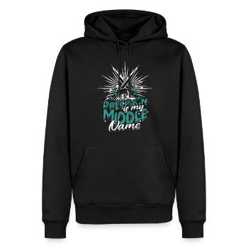 Knife Throw Precision Is My Middle Name - Men’s Premium Organic Hoodie - black - Front - Nico (187cm)
