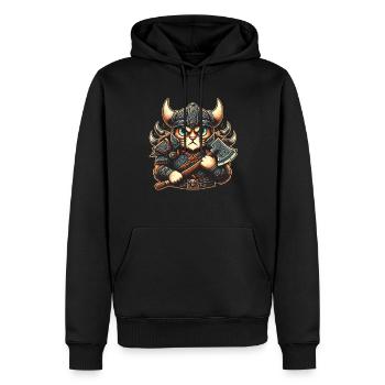 Viking Cat Helm Nordic Cat Liebhaber Norwegische - Männer Premium Bio Hoodie - Schwarz - Vorne - Nico (187cm)