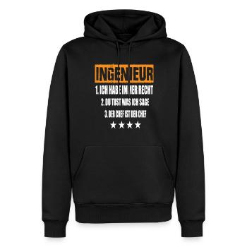 Ingenieur - Männer Premium Bio Hoodie - Schwarz - Vorne - Nico (187cm)