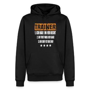 Entraîneur - Sweat à capuche Premium bio Homme - noir - Devant - Nico (187cm)
