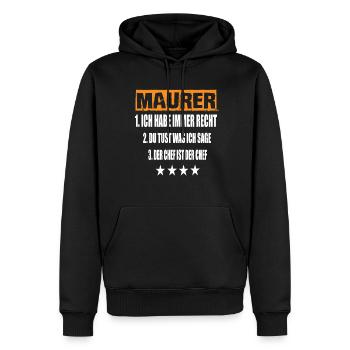 Bricklayer - Men’s Premium Organic Hoodie - black - Front - Nico (187cm)