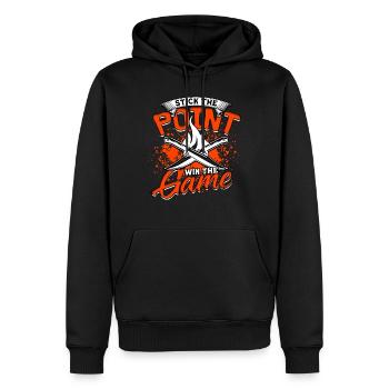 Knife Throw Stick The Point Win The Game - Men’s Premium Organic Hoodie - black - Front - Nico (187cm)