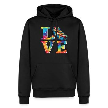 Hot Dog Adulte Tie Dye des années 80 des années 90 - Sweat à capuche Premium bio Homme - noir - Devant - Nico (187cm)