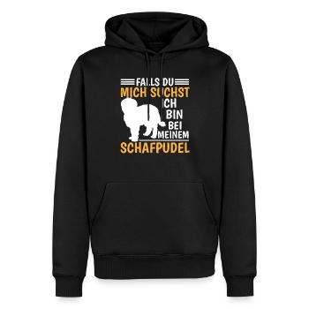 Je suis avec mon caniche mouton Vieux chien de berger allemand - Sweat à capuche Premium bio Homme - noir - Devant - Nico (187cm)