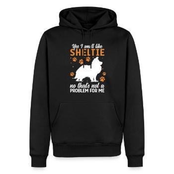 Odeur de chien de berger Shetland British Sheltie - Sweat à capuche Premium bio Homme - noir - Devant - Nico (187cm)