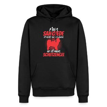 Samojede beschützt mich Samojedenspitz Samojede - Männer Premium Bio Hoodie - Schwarz - Vorne - Nico (187cm)