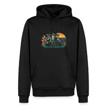 Nur ein Junge, der Traktoren liebt - Männer Premium Bio Hoodie - Schwarz - Vorne - Nico (187cm)