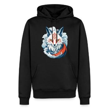 Masque Kitsune Japonais Anime Kawaii Renard Fantôme - Sweat à capuche Premium bio Homme - noir - Devant - Nico (187cm)