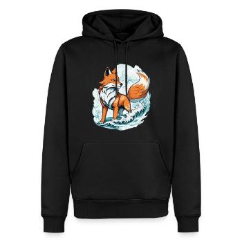 Masque Kitsune Japonais Kawaii Fox Spirit Design - Sweat à capuche Premium bio Homme - noir - Devant - Nico (187cm)