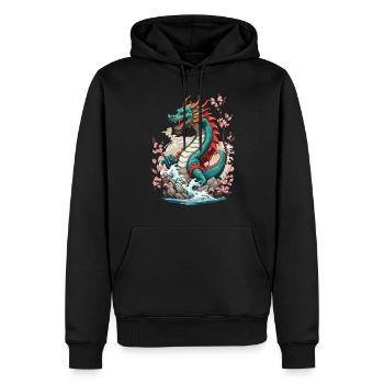 Cerfs-volants japonais vintage Cherry Blossoms Vaporwave - Sweat à capuche Premium bio Homme - noir - Devant - Nico (187cm)