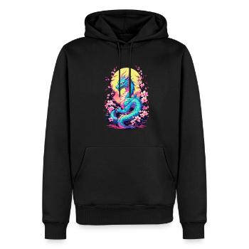 Vintage Vaporwave Stil Japanischer Drache - Männer Premium Bio Hoodie - Schwarz - Vorne - Nico (187cm)