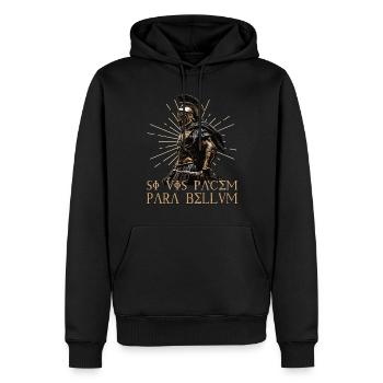 Si Vis Pacem Para Bellum, Lateinisch, Spartaner - Männer Premium Bio Hoodie - Schwarz - Vorne - Nico (187cm)