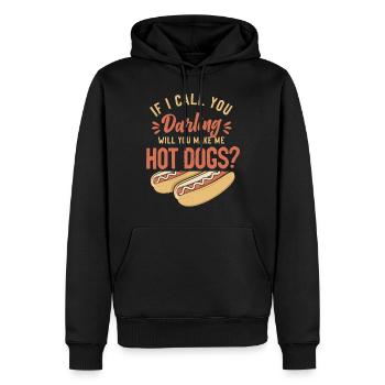 Hot-dog adulte si je t’appelle - Sweat à capuche Premium bio Homme - noir - Devant - Nico (187cm)