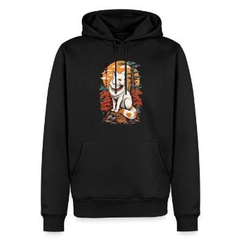 Masque Kitsune Japonais Anime Kawaii Renard Fantôme - Sweat à capuche Premium bio Homme - noir - Devant - Nico (187cm)